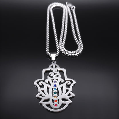 Lotus Yoga Healing Chain Pendant Necklace