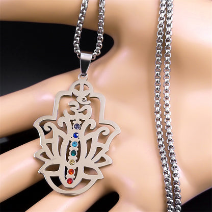 Lotus Yoga Healing Chain Pendant Necklace