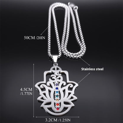 Lotus Yoga Healing Chain Pendant Necklace